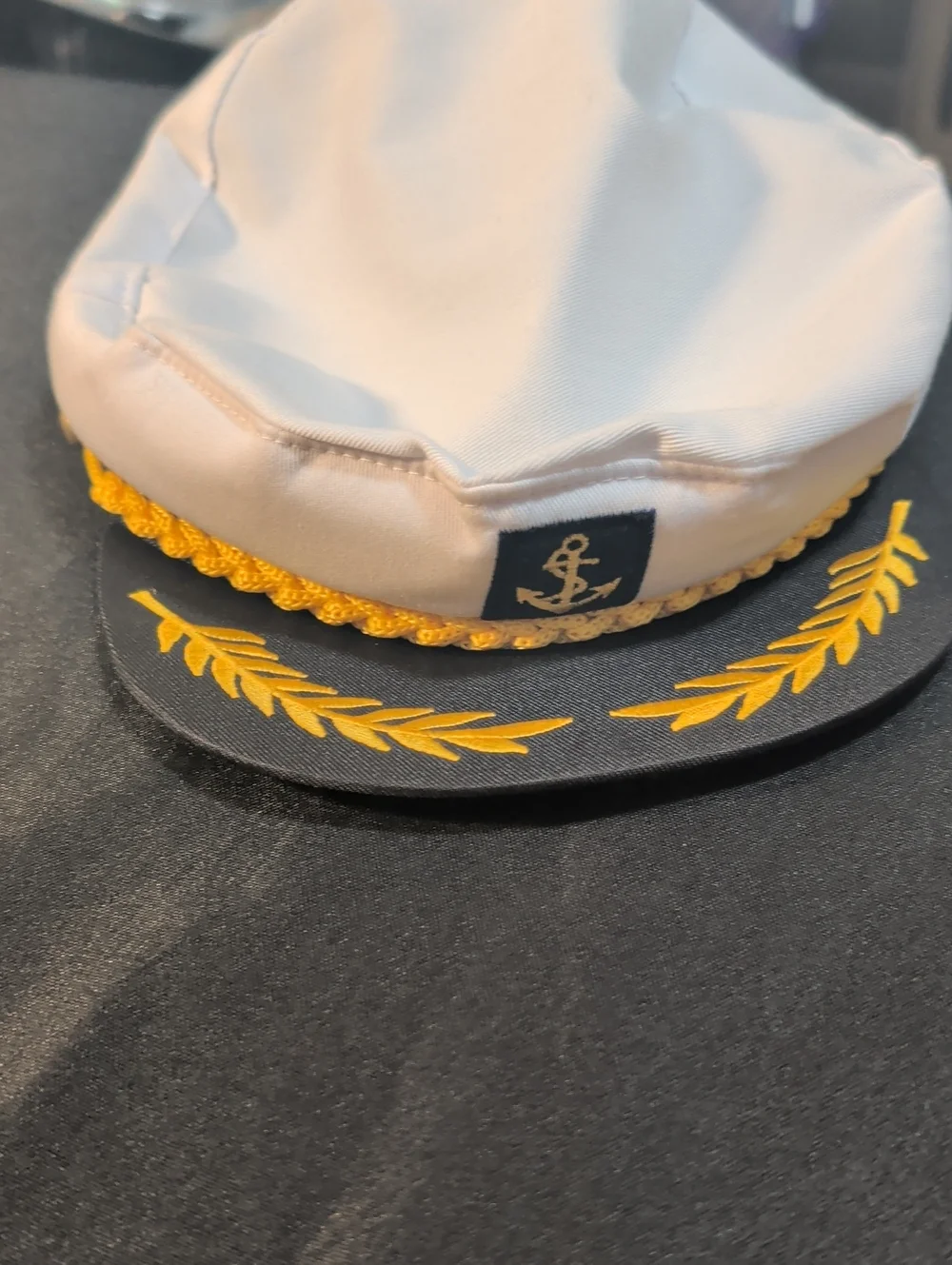 Adjustable White and Navy Sailor Captain Hat